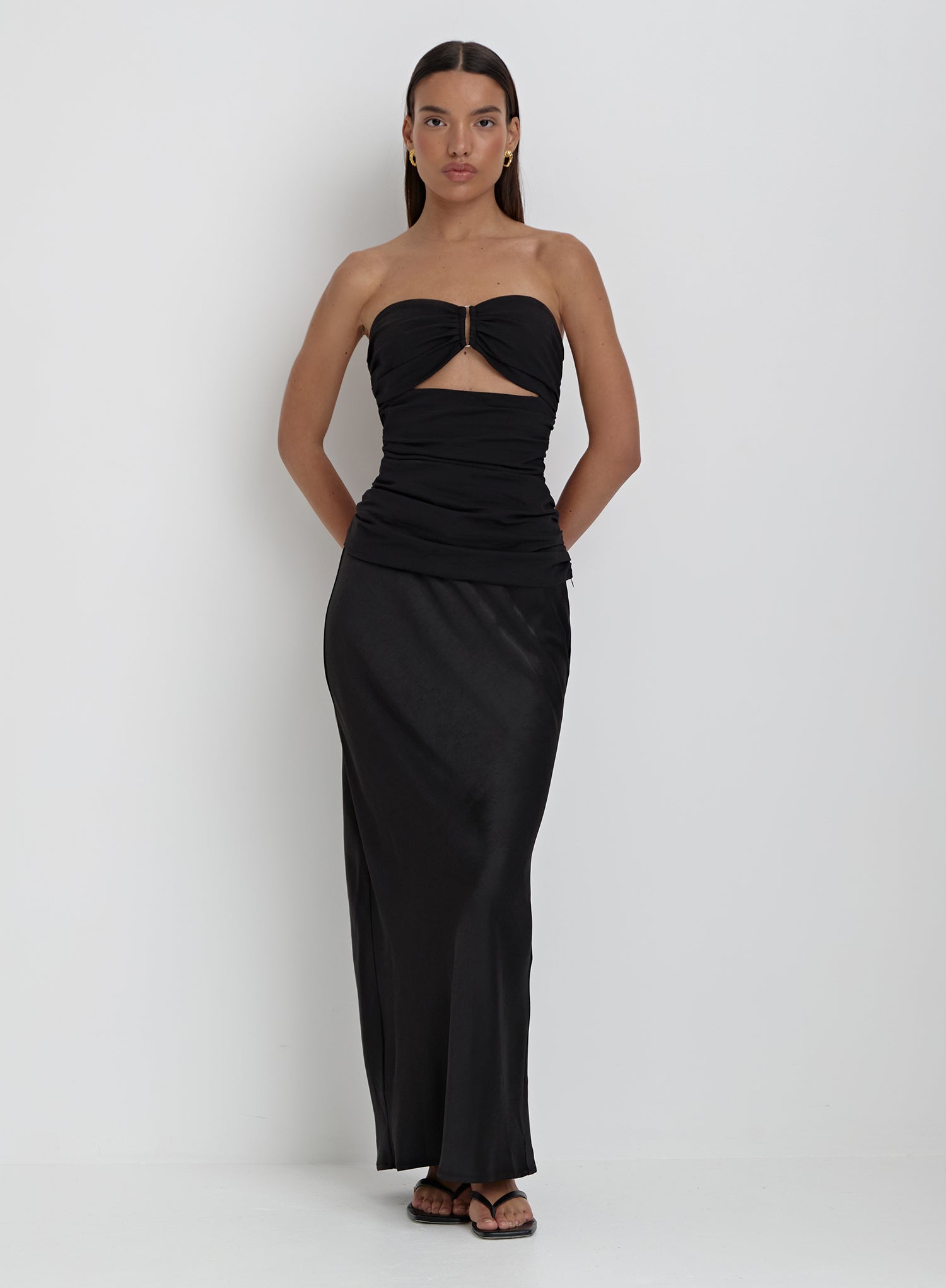 Black Bandeau Cut Out Detail Top